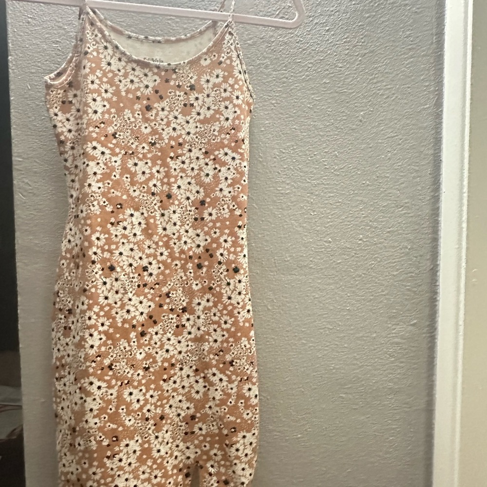 Wild Fable Floral Mini Dress in Tan and White